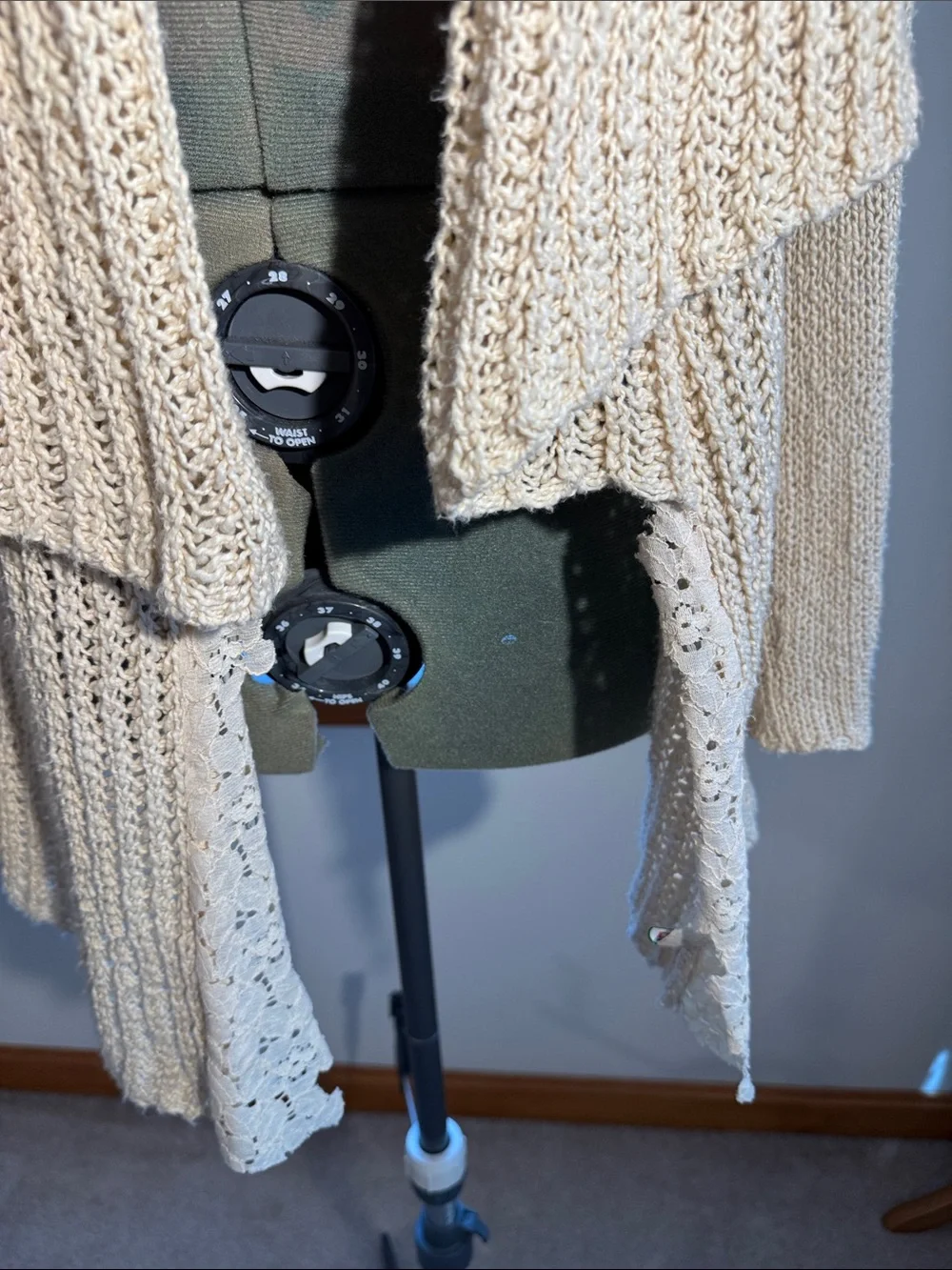 Open-Front Cream Knit Drape Cardigan